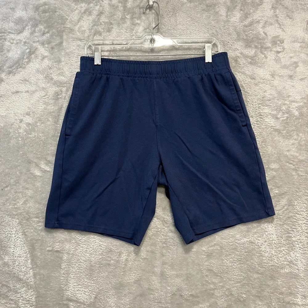 Member's Mark Luxe Short Men M Blue Athletic Knit Zipper Pocket C31318